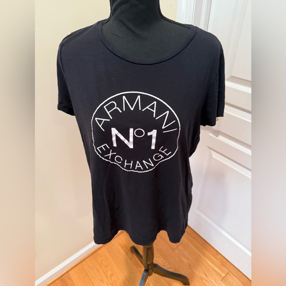 Armani Exchange Tops - Armani Exchange Black Tee with White Logo